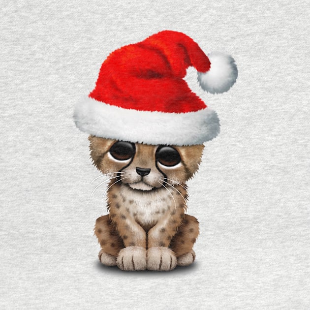 Cute Cheetah Cub Wearing a Santa Hat by jeffbartels